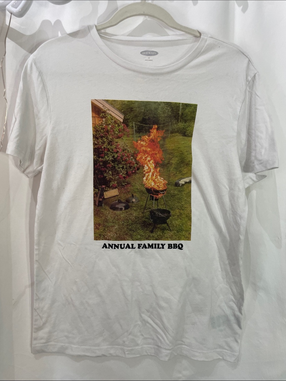Old Navy White 'Annual Family BBQ' Graphic Tee